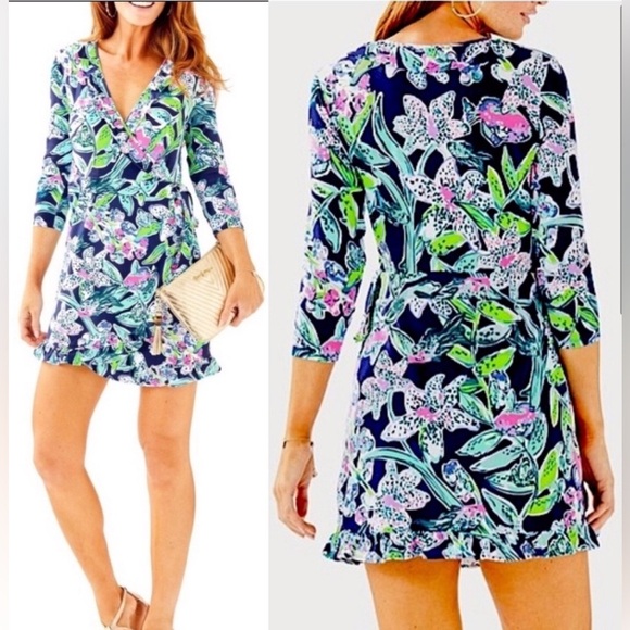 NWOT Lilly Pulitzer Jessalynne Wrap Romper Dress in Sway This Way XL - Picture 1 of 10
